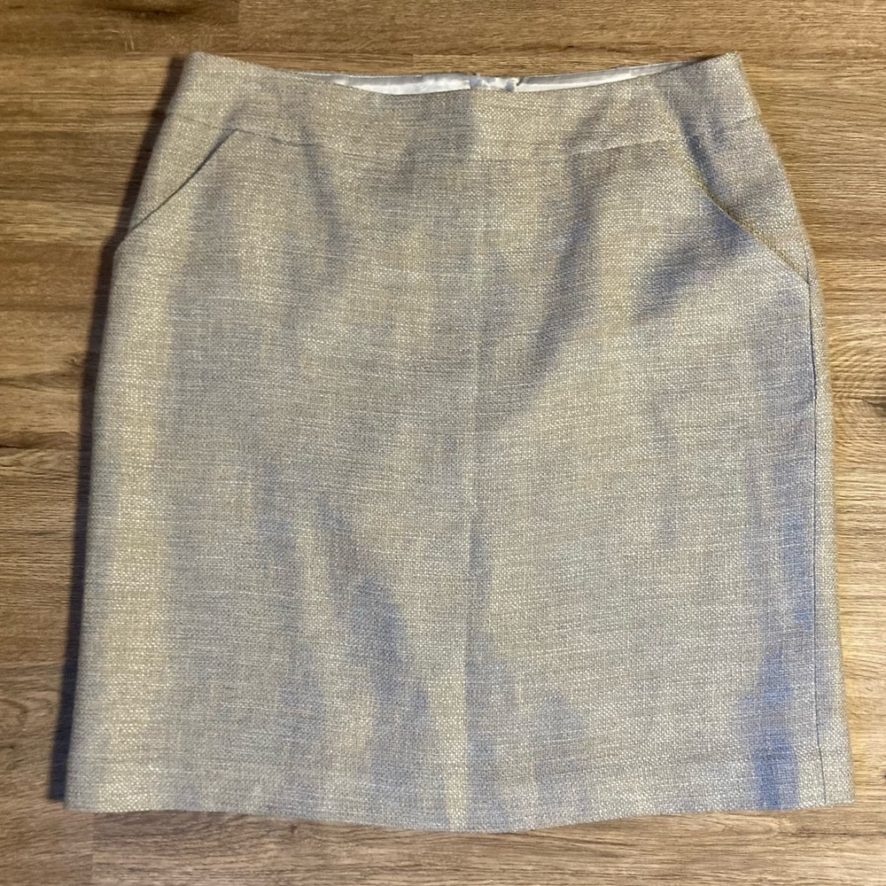 Eccoci Light Blue & Tan Boucle Tweed Skirt